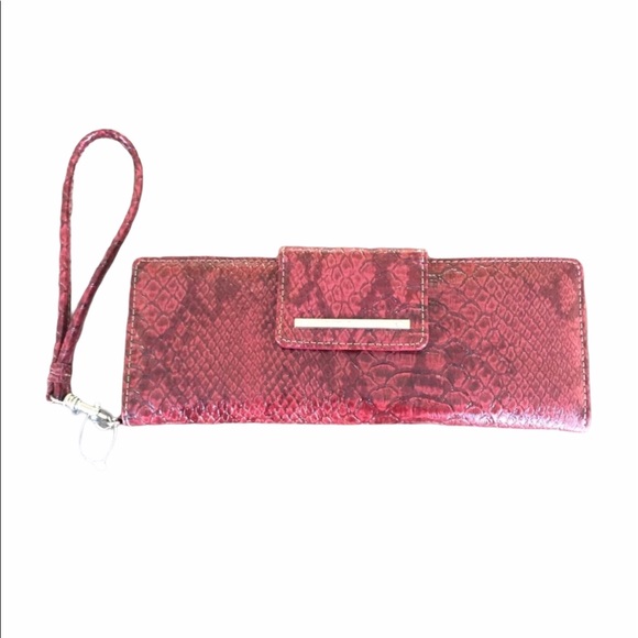 Relic Handbags - RELIC WRISTLET CONTINENTAL WALLET NEW WITH TAGS Faux Reptile Cherry Red Brown